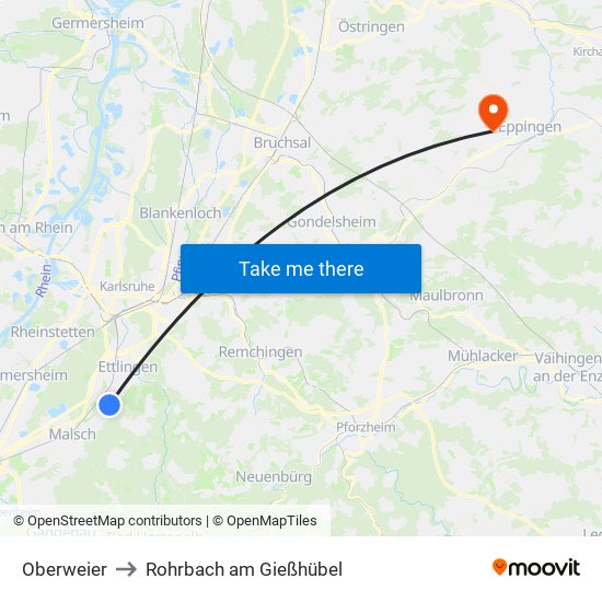 Oberweier to Rohrbach am Gießhübel map