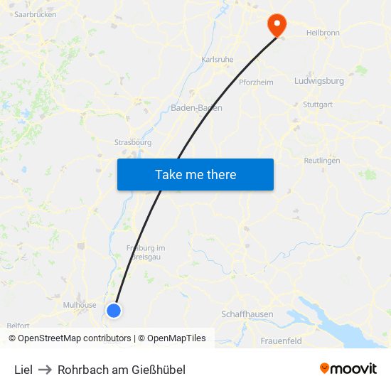 Liel to Rohrbach am Gießhübel map