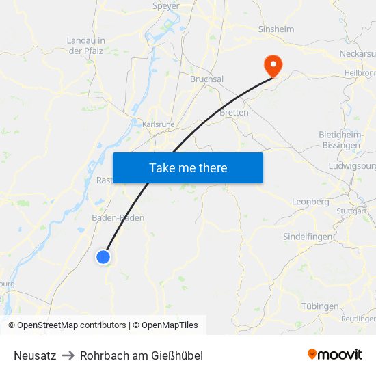 Neusatz to Rohrbach am Gießhübel map