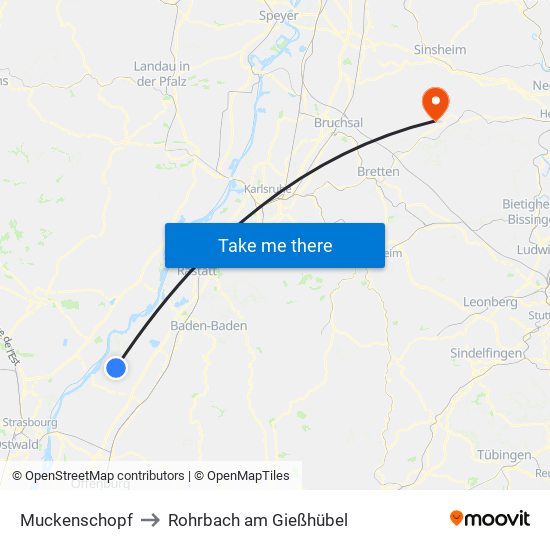 Muckenschopf to Rohrbach am Gießhübel map