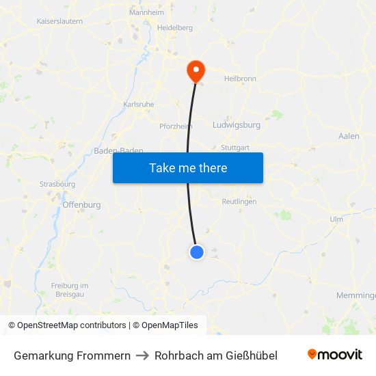 Gemarkung Frommern to Rohrbach am Gießhübel map
