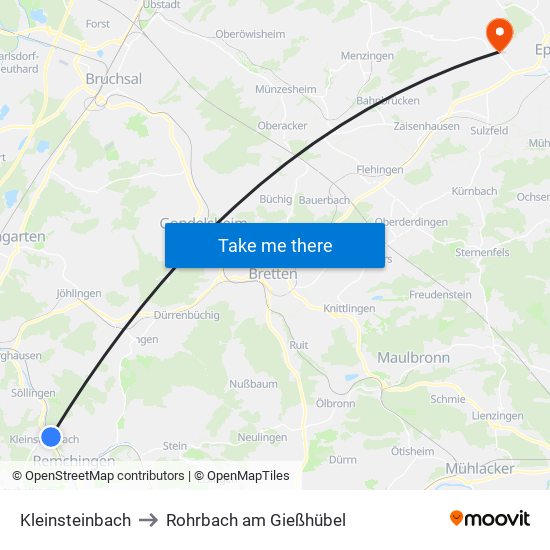 Kleinsteinbach to Rohrbach am Gießhübel map