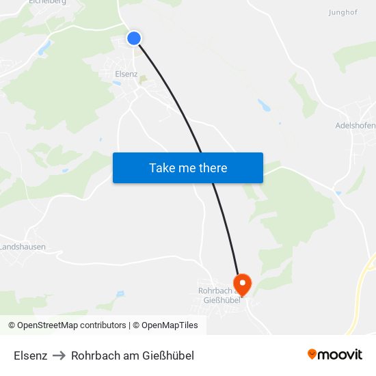 Elsenz to Rohrbach am Gießhübel map