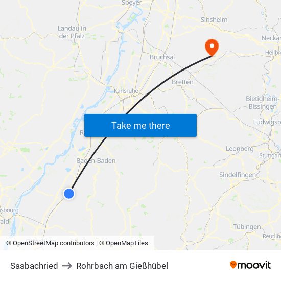 Sasbachried to Rohrbach am Gießhübel map