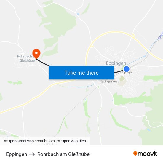 Eppingen to Rohrbach am Gießhübel map