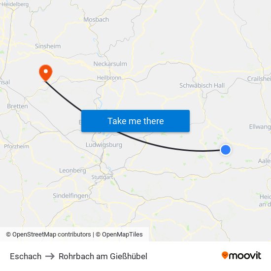 Eschach to Rohrbach am Gießhübel map