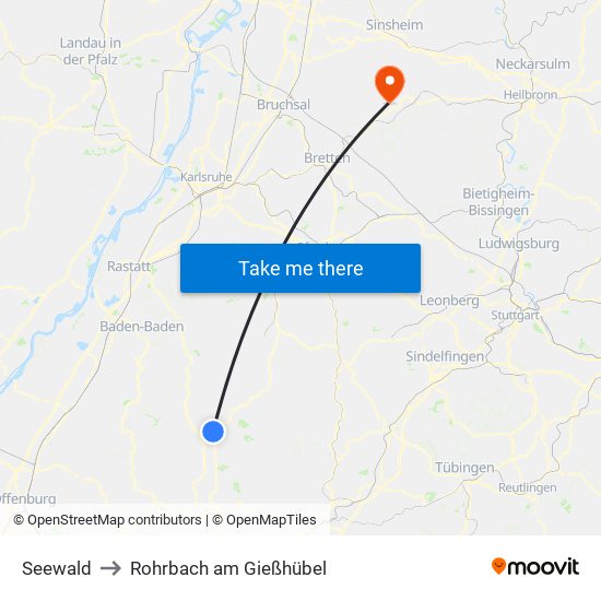 Seewald to Rohrbach am Gießhübel map
