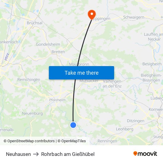 Neuhausen to Rohrbach am Gießhübel map