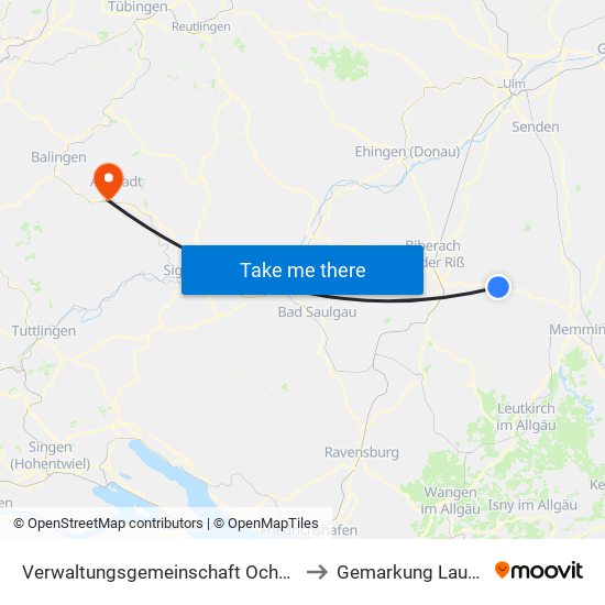 Verwaltungsgemeinschaft Ochsenhausen to Gemarkung Lautlingen map