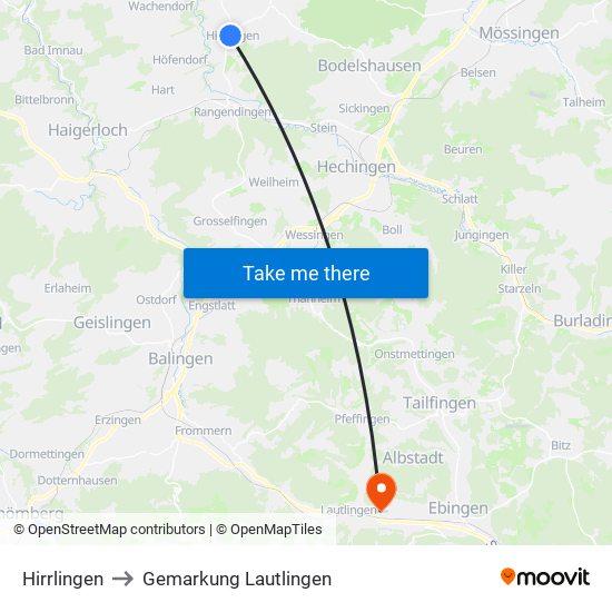 Hirrlingen to Gemarkung Lautlingen map