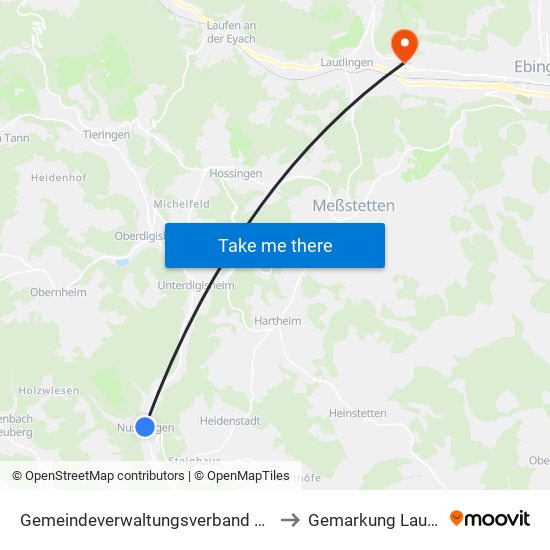 Gemeindeverwaltungsverband Meßstetten to Gemarkung Lautlingen map