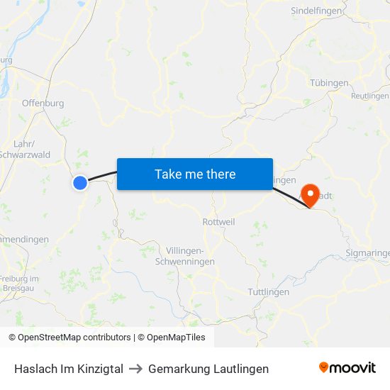 Haslach Im Kinzigtal to Gemarkung Lautlingen map