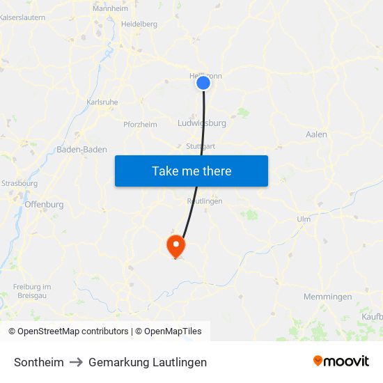 Sontheim to Gemarkung Lautlingen map