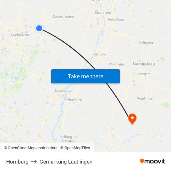 Homburg to Gemarkung Lautlingen map