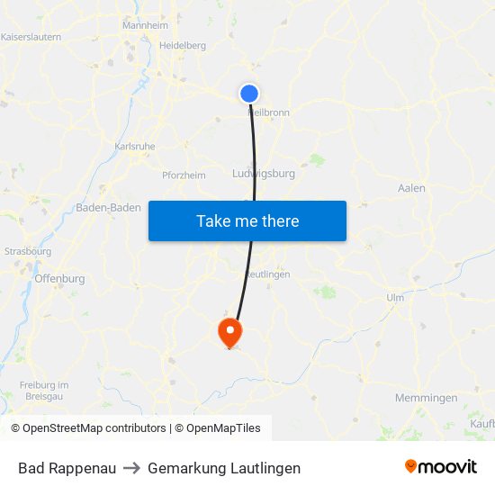 Bad Rappenau to Gemarkung Lautlingen map