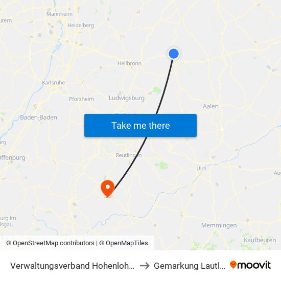 Verwaltungsverband Hohenloher Ebene to Gemarkung Lautlingen map