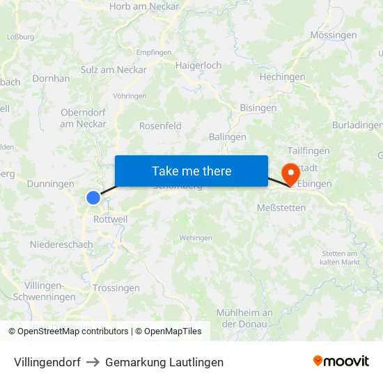 Villingendorf to Gemarkung Lautlingen map