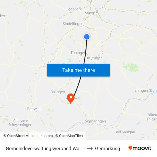 Gemeindeverwaltungsverband Waldenbuch/Steinenbronn to Gemarkung Lautlingen map