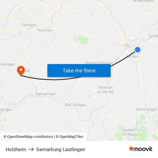 Holzheim to Gemarkung Lautlingen map