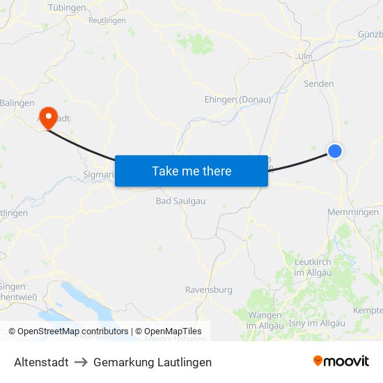 Altenstadt to Gemarkung Lautlingen map