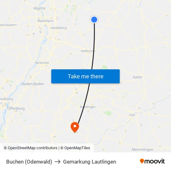 Buchen (Odenwald) to Gemarkung Lautlingen map