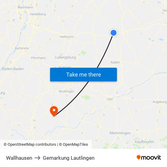 Wallhausen to Gemarkung Lautlingen map