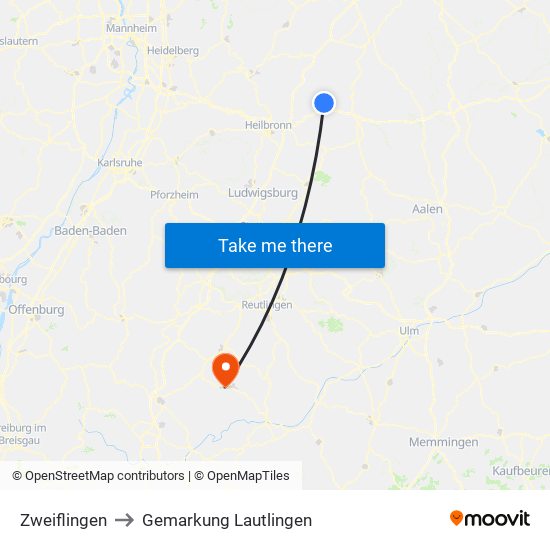 Zweiflingen to Gemarkung Lautlingen map