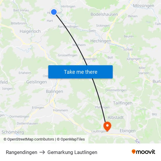 Rangendingen to Gemarkung Lautlingen map