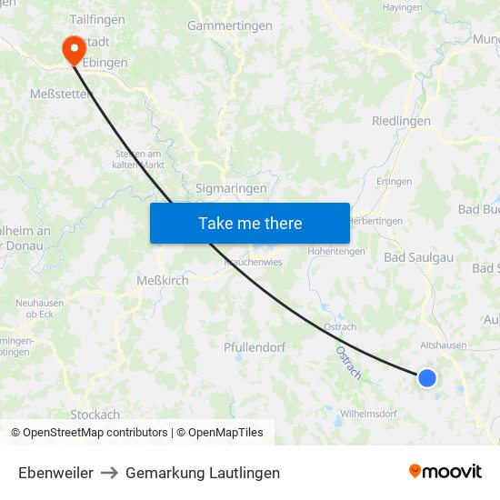 Ebenweiler to Gemarkung Lautlingen map