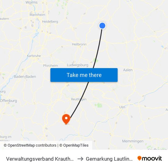 Verwaltungsverband Krautheim to Gemarkung Lautlingen map