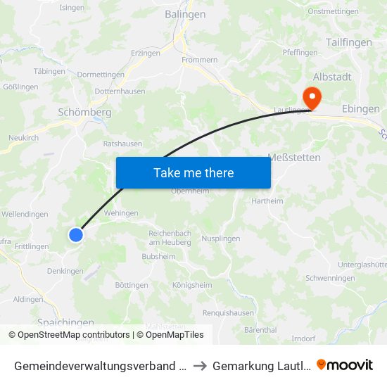 Gemeindeverwaltungsverband Heuberg to Gemarkung Lautlingen map