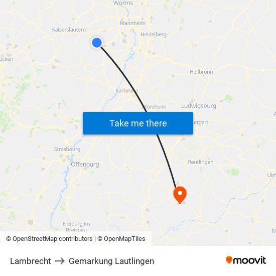 Lambrecht to Gemarkung Lautlingen map