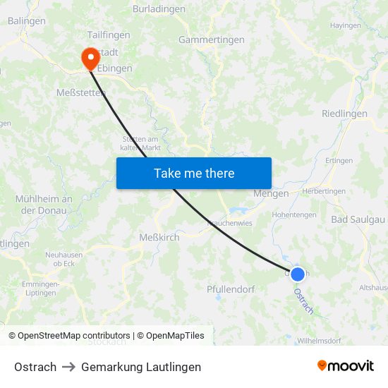 Ostrach to Gemarkung Lautlingen map