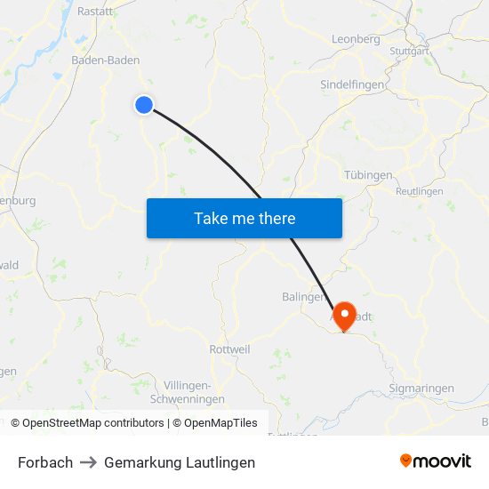 Forbach to Gemarkung Lautlingen map