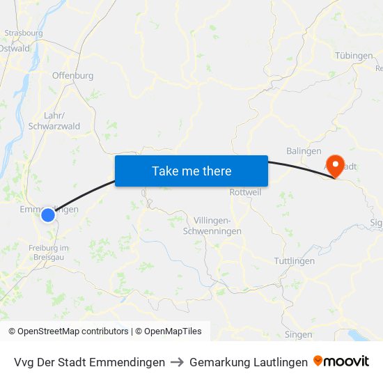 Vvg Der Stadt Emmendingen to Gemarkung Lautlingen map