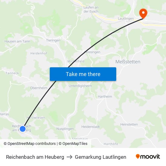 Reichenbach am Heuberg to Gemarkung Lautlingen map
