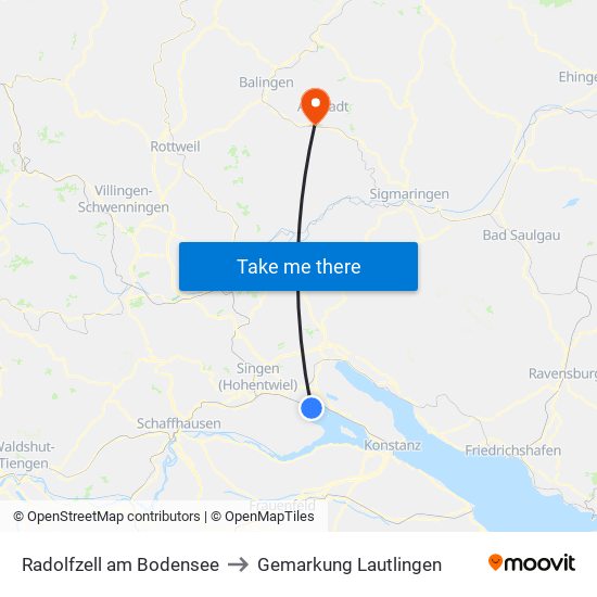 Radolfzell am Bodensee to Gemarkung Lautlingen map