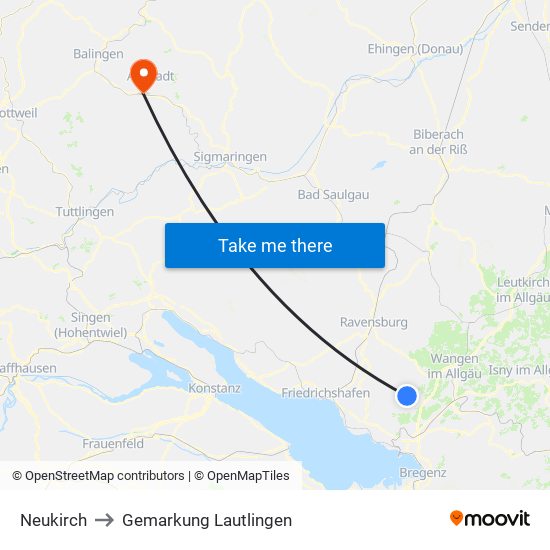 Neukirch to Gemarkung Lautlingen map