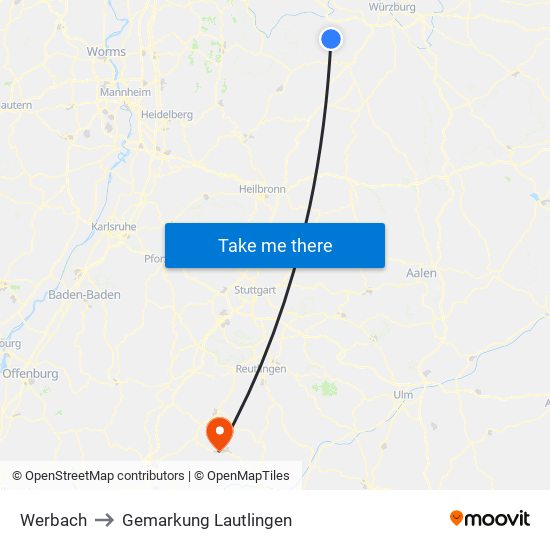 Werbach to Gemarkung Lautlingen map