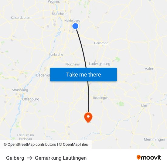 Gaiberg to Gemarkung Lautlingen map