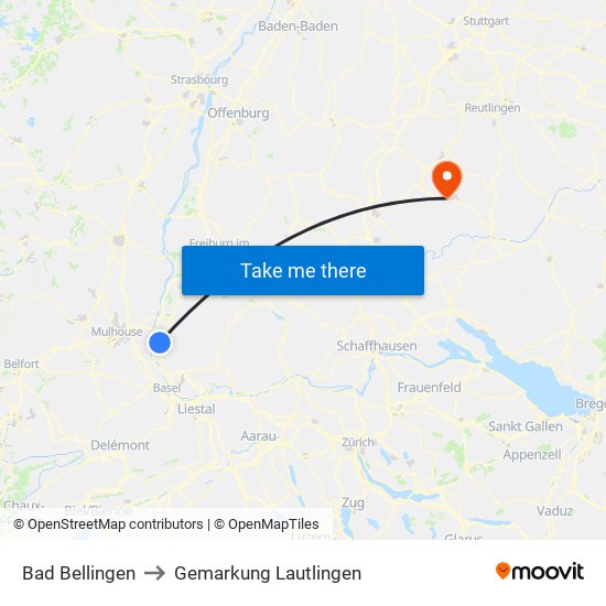 Bad Bellingen to Gemarkung Lautlingen map