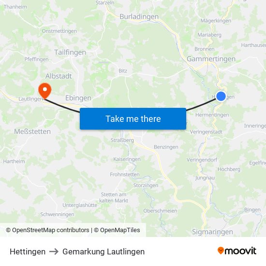 Hettingen to Gemarkung Lautlingen map