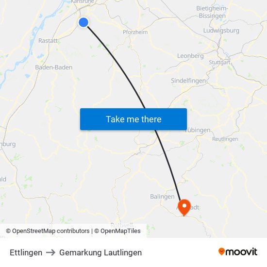 Ettlingen to Gemarkung Lautlingen map