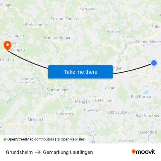 Grundsheim to Gemarkung Lautlingen map