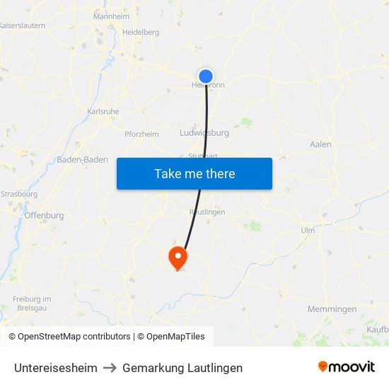 Untereisesheim to Gemarkung Lautlingen map