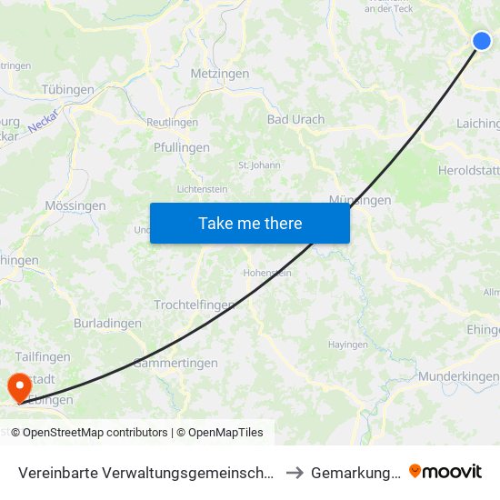 Vereinbarte Verwaltungsgemeinschaft Der Gemeinde Deggingen to Gemarkung Lautlingen map