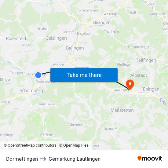 Dormettingen to Gemarkung Lautlingen map