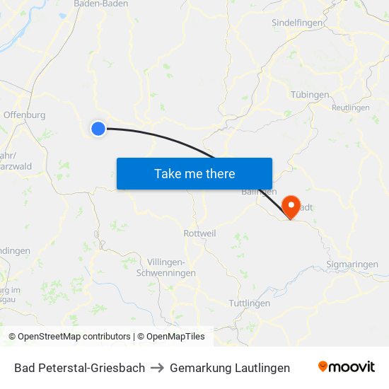 Bad Peterstal-Griesbach to Gemarkung Lautlingen map