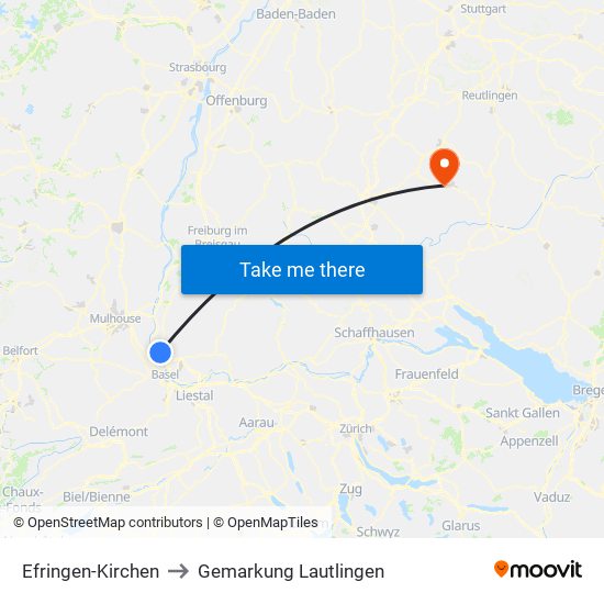 Efringen-Kirchen to Gemarkung Lautlingen map