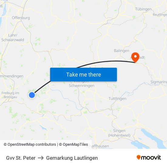 Gvv St. Peter to Gemarkung Lautlingen map